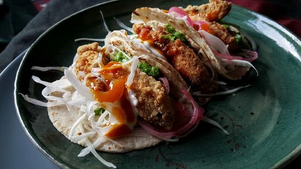 Hederman's smoked mackerel tacos with pea guacamole and sea buckthorn – Frank Hederman