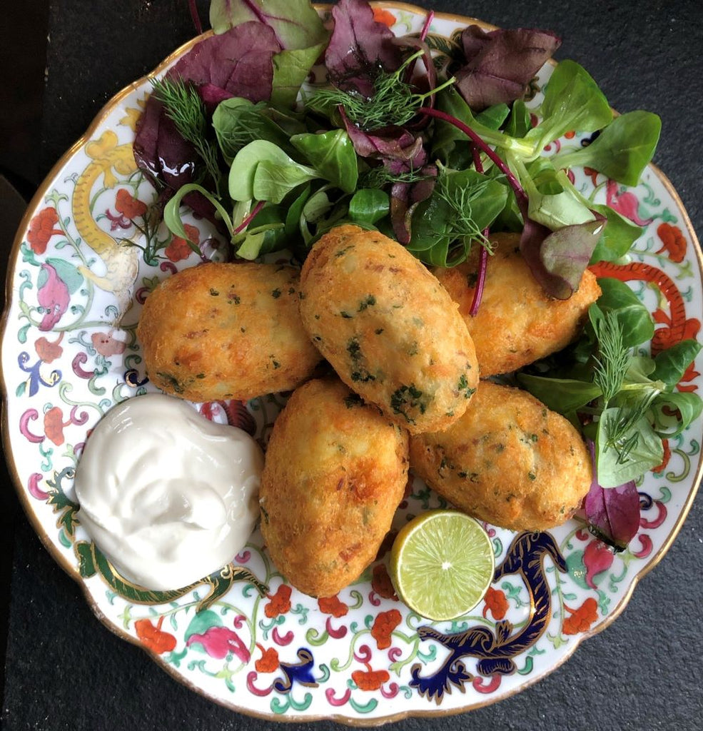 Hederman’s Hot Smoked Irish Salmon with Chilli Fritters with Sweet Chilli Dip
